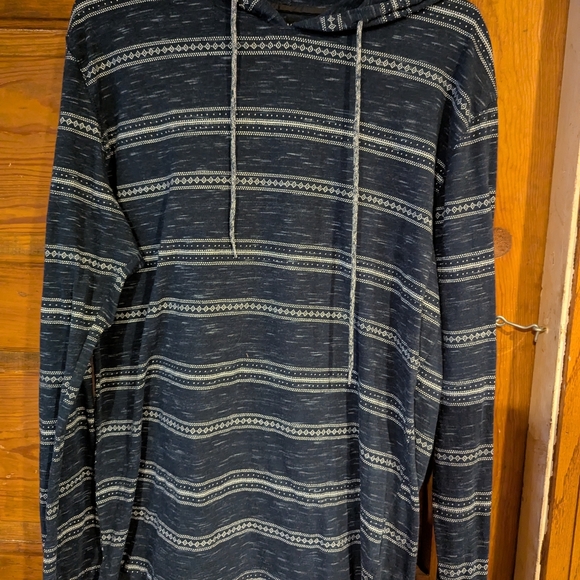 Blue and White Striped Zip-Up Hoodie Sweatshirt - Picture 1 of 6